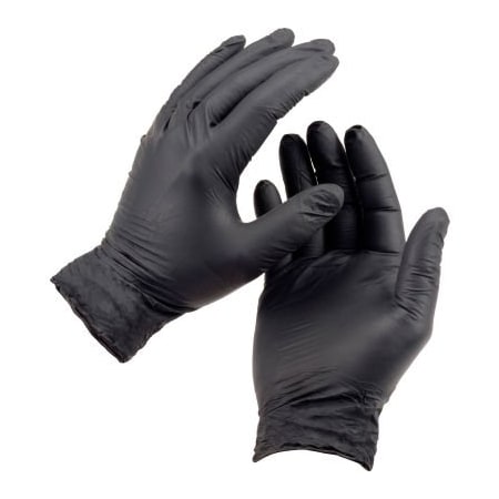 Ammex Disposable Gloves, Nitrile, S, Black ABNPF42100